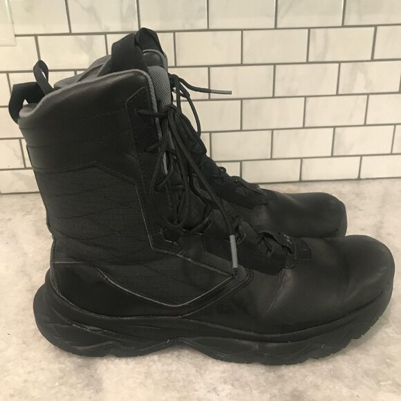 Under Armour Tactical Boots Mens Size 11.5 Black 8 Inch Leather Toe 3024946-001 - Picture 1 of 13